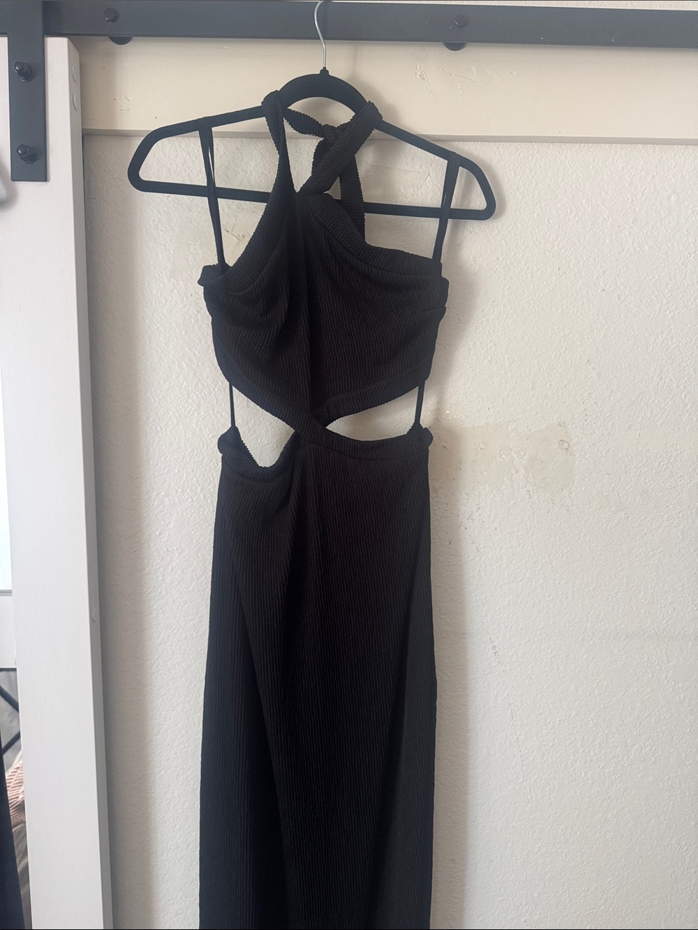 Rumer Cassidy Black Cutout Maxi Dress with Twisted Halter Neck